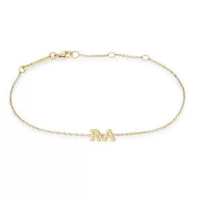 14k 2 Initial Letter with Diamond Bezel Bracelet