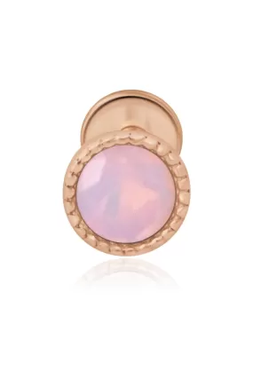 14K Gold Pink Opal Bezel Tragus Cartilage Helix Internally threaded Flat Back Labret Earring Stud