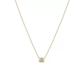 14k Small Emerald Cut Diamond Necklace