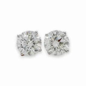 14K W Gold 2.02ctw Lab-Created Diamond Stud Earrings E/VS2