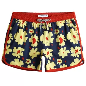 4.5 Inch Inseam Vintage Stretch Omelette Flower Swim Trunks