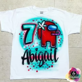 Airbrush Among Us Birthday Shirt Design