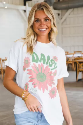 April Daisy Graphic Tee, Vintage White | Girl Dangerous