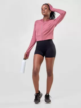 Ava Fitness Long Sleeved Zipper Top - Pink