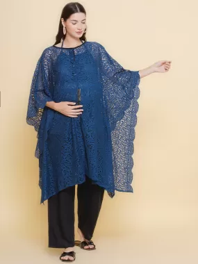 Blue Lace Maternity & Nursing Kaftaan Dress