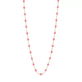 Classic Gigi Pink necklace, Yellow Gold, 19.7"