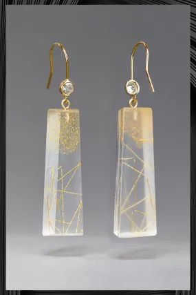 Cubic Zirconia Long Resin Dangle Earrings | Free Delivery - Quick Shipping