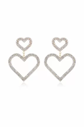 Double Trouble Heart Crystal Earrings