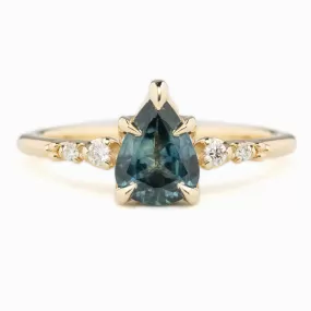 Estel Luxe Ring 1.46ct Teal Blue Montana Sapphire, 14K Yellow Gold (One of a kind)