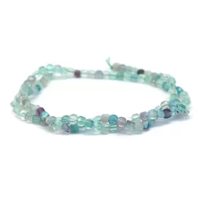 Fluorite Natural 4-4.5mm Faceted Rainbow Plated Cube - 15-16 Inch