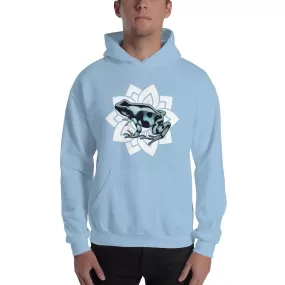 Green and Black Poison Dart Frog with Flower Hoodie, Cute Frog Gift Pullover