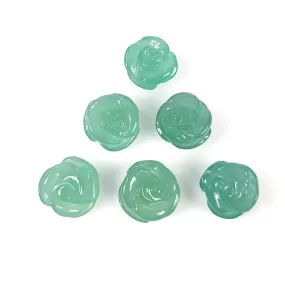 GREEN QUARTZITE Gemstone Carving : 18.60cts Natural Untreated Quartzite Hand Carved FLOWER 8mm - 10mm 6pcs