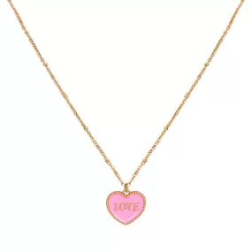 LOVE IBIZA KETTE GOLDFARBEN PINK HEART LOVE