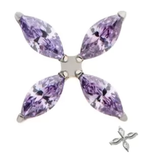 Marquise Quad Flower Amethyst CZ Titanium Threadless Top