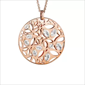 Medallion Rock Crystal Large Pendant in Sterling Silver plated in 18k Rose Gold