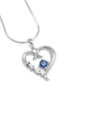 Phi Sigma Sigma Heart Pendant with Blue crystal