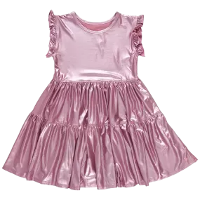 Pink Chicken Girls Polly Dress - Light Pink Lame