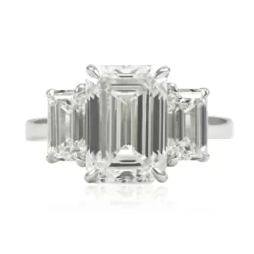 Platinum 4.80CT Emerald-Cut Diamond Three-Stone Engagement Ring