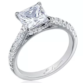 Princess Cut 2 Carat Diamond Engagement Ring with Side Diamonds in Platinum