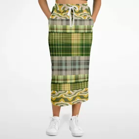 Rolling Green Plaid Eco-Poly Long Pocket Skirt