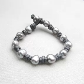 Silver Freshwater pearls on Hand Knotted Leather