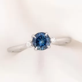 Sofia Ring 0.77ct Blue Montana Round Sapphire, 14k White Gold (One of a kind)