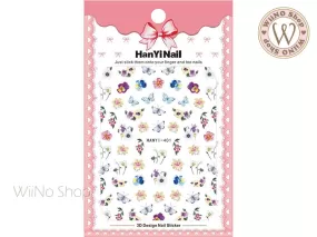 Spring Butterfly Flower Adhesive Nail Art Sticker - 1 pc (HY-401)