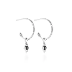 Superfine / Earrings / Keepsake Hoop / Black Spinel   Silver