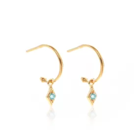 Superfine / Earrings / Keepsake Hoop / Blue Topaz   Gold