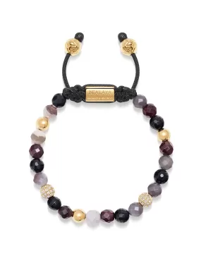 Women's Beaded Bracelet with Botswana Agate, Garnet, Agate and Gold